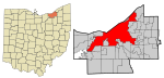 Cuyahoga County Ohio incorporated and unincorporated areas Cleveland highlighted